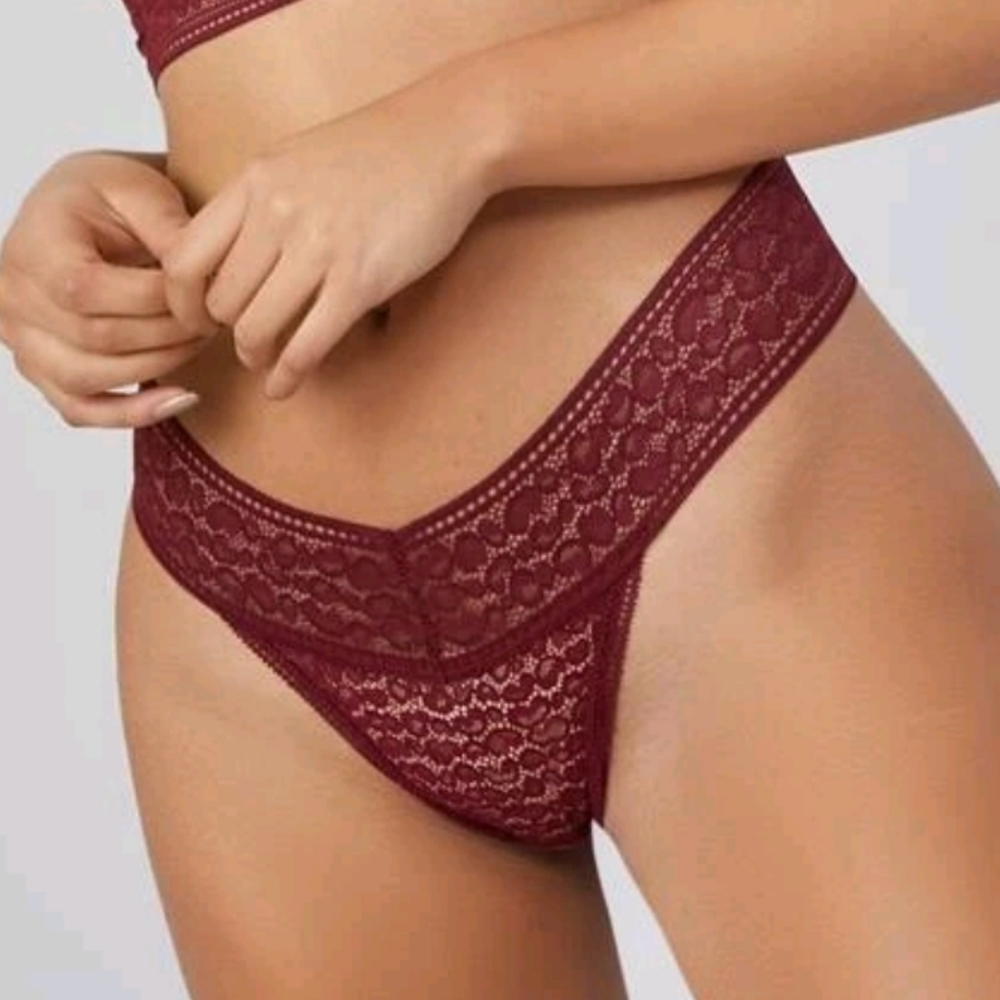 New burgundy lace plus size panties new with tags